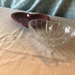 Longaberger heart shaped plate/dish & clear heart